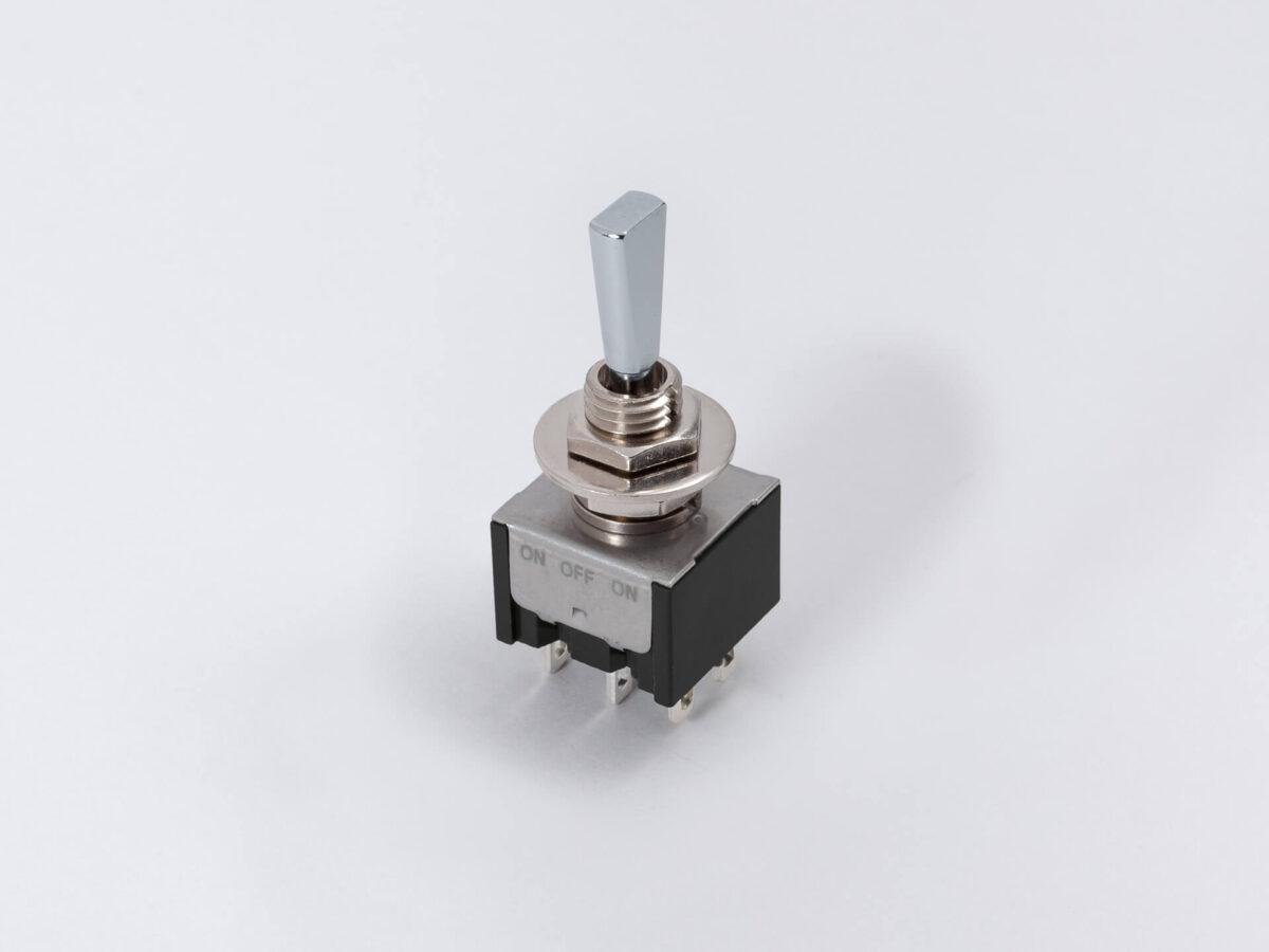 フラットレバーSW ON-OFF-ON 6PIN  Chrome
